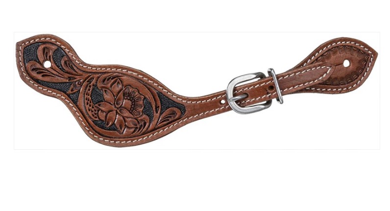 Floral Tooled Spur Strap